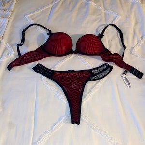 Adore Me Red Matching Bra and Thong
